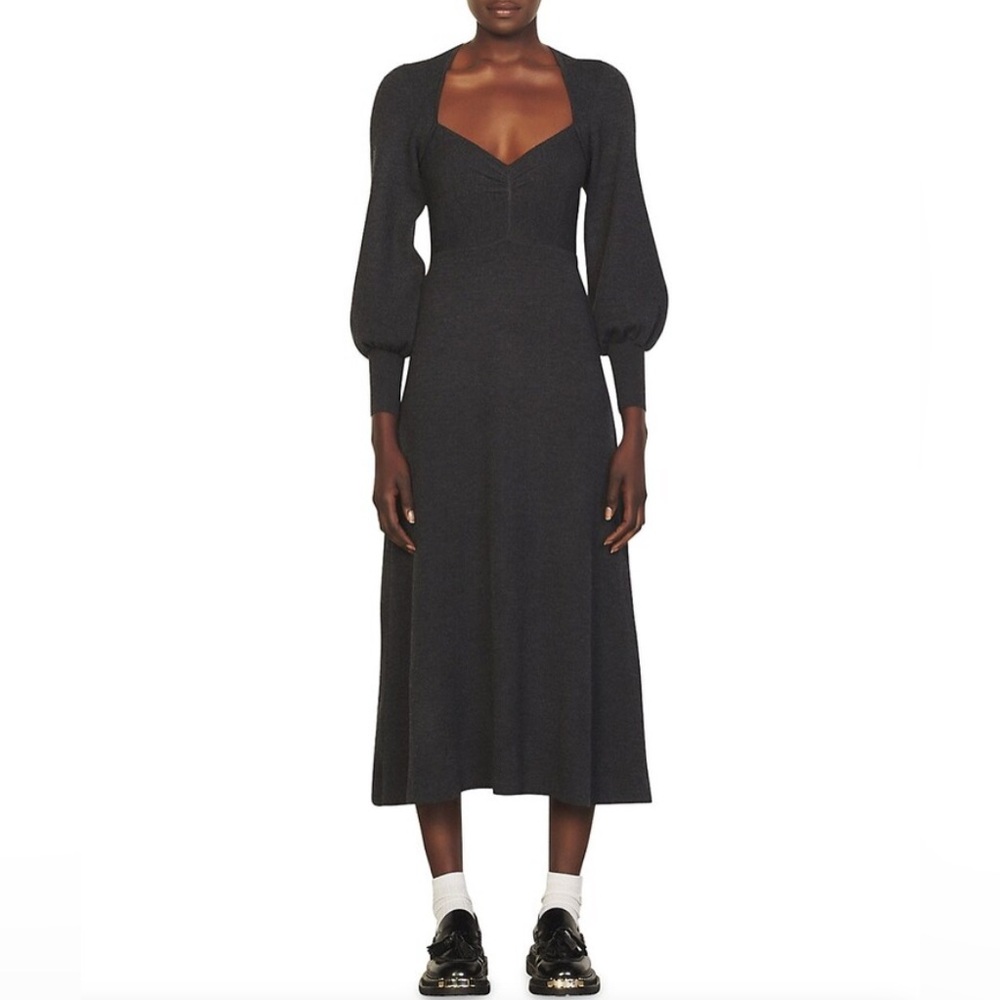 Sandro Henriette Balloon Sleeve Knit Midi Dress